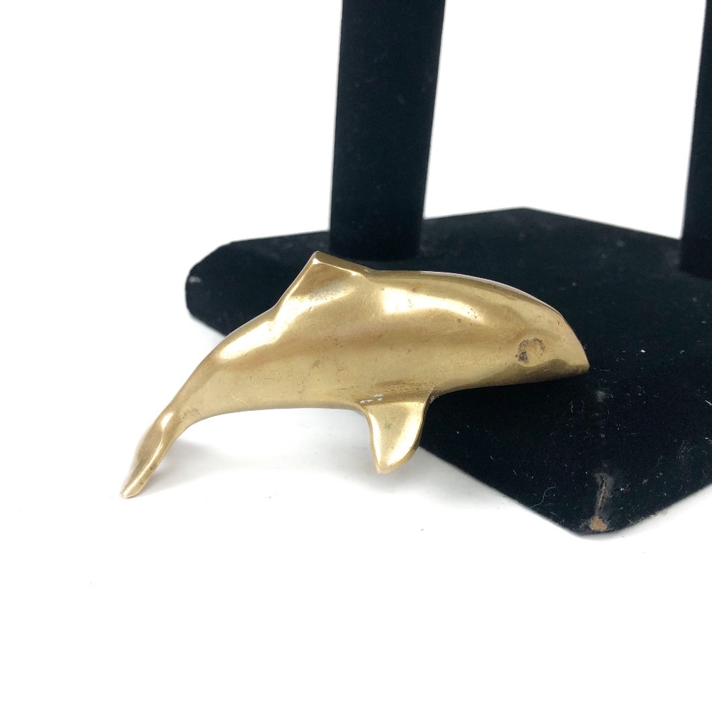 Vintage Brass Dolphin Figurine Sculpture Statues 3